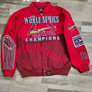 St Louis Cardinals 2006 World Champs Jacket Size L Red Jeff Hamilton MLB Vintage